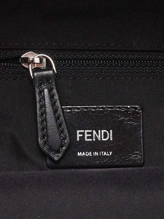 Fendi Black Nylon and Shearling Mini Backpack Bag 8BZ038 main image 2